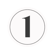 A black number 1 is centered in a white circle with a black outline.